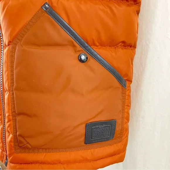 Coach Mens Reversible Puffer Duck Down Vest Sz XS Used Once! Retail $355